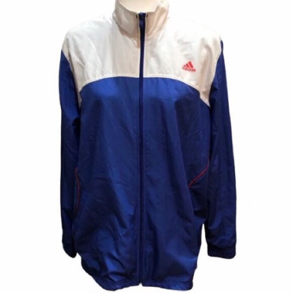 Vintage Adidas Mesh Lined Windbreaker Jacket Bue White Sz XL - Picture 16 of 16